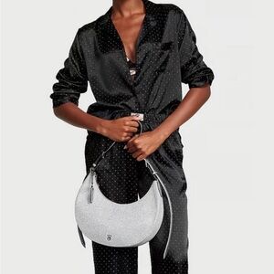NEW VS Crescent Curve Shine Sliver Shoulder Bag